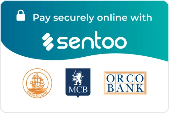 Pay securely online with Sentoo, Banco di Caribe, MCB, and ORCO Bank
