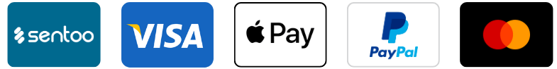 Accepted payment methods: Sentoo, Visa, Apple Pay, PayPal, and Mastercard
